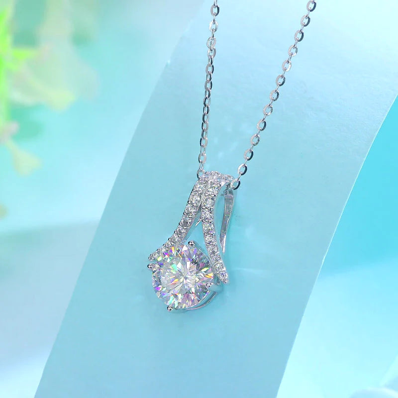 Triangle  2ct Moissanite Diamond Pendant Necklace