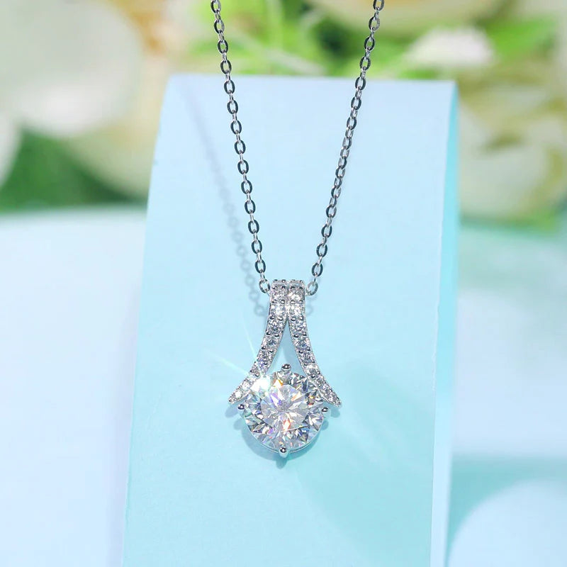 Triangle  2ct Moissanite Diamond Pendant Necklace