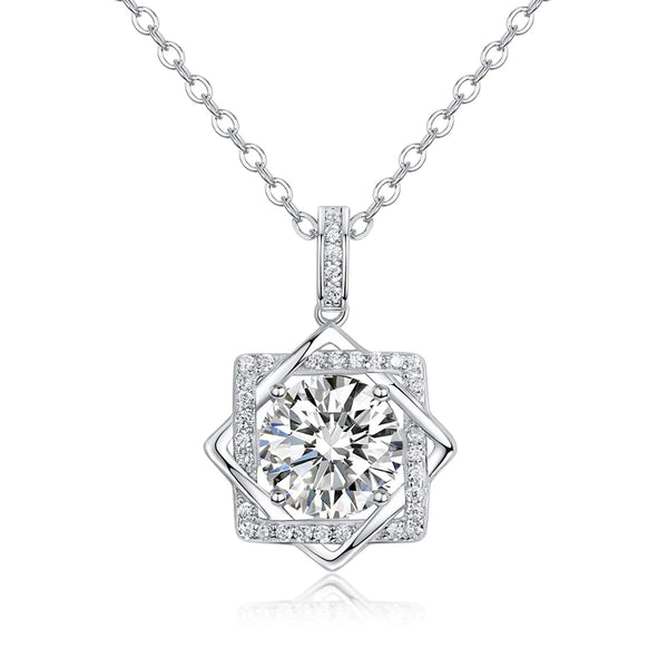 Octagram 2ct Moissanite Diamond Pendant Necklace