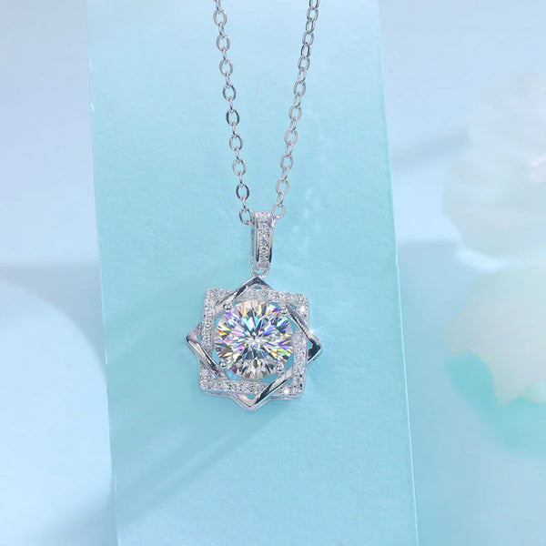 Octagram 2ct Moissanite Diamond Pendant Necklace