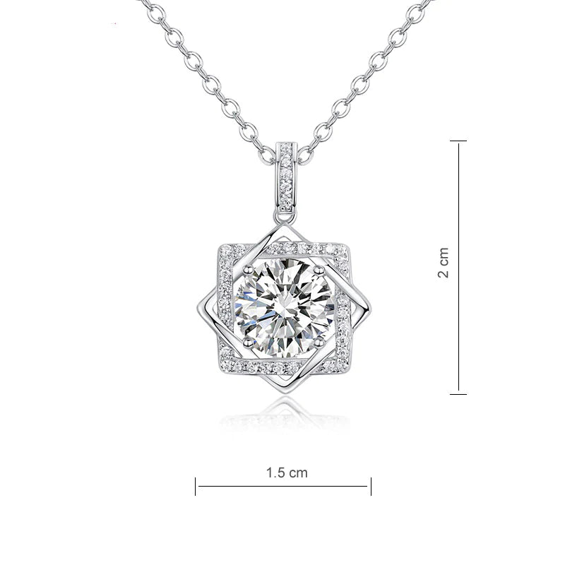 Octagram 2ct Moissanite Diamond Pendant Necklace