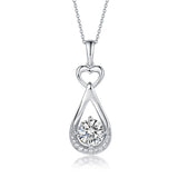 1ct  Lab Grown Diamond Heart Drop 14k Gold Pendant Necklace