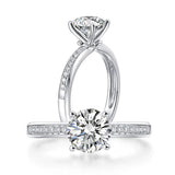 1 Carat Lab Grown Side Stone Diamond Gold Ring