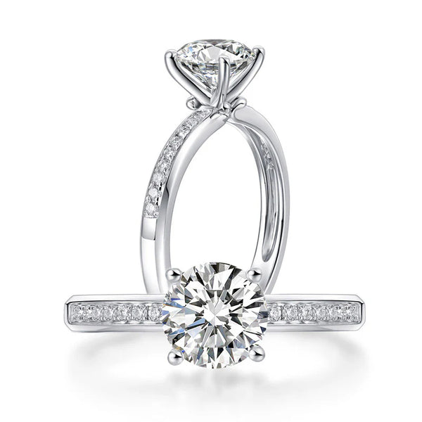 1 Carat Lab Grown Side Stone Diamond Gold Ring