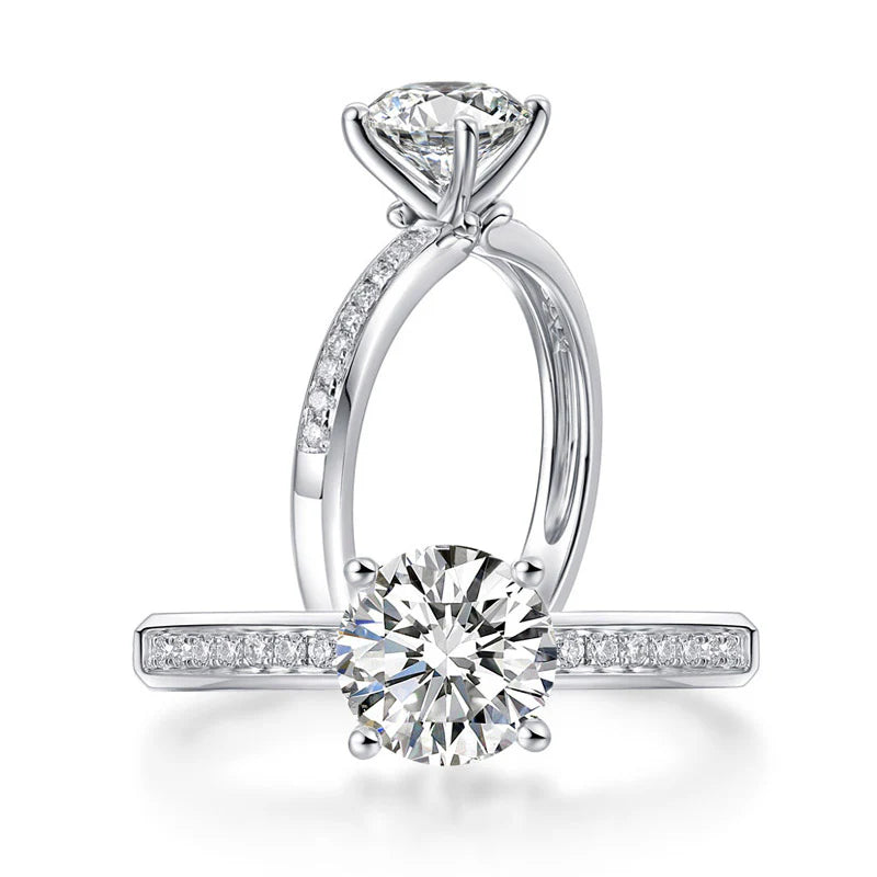 1 Carat Lab Grown Side Stone Diamond Gold Ring