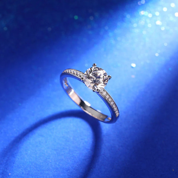 1 Carat Lab Grown Side Stone Diamond Gold Ring