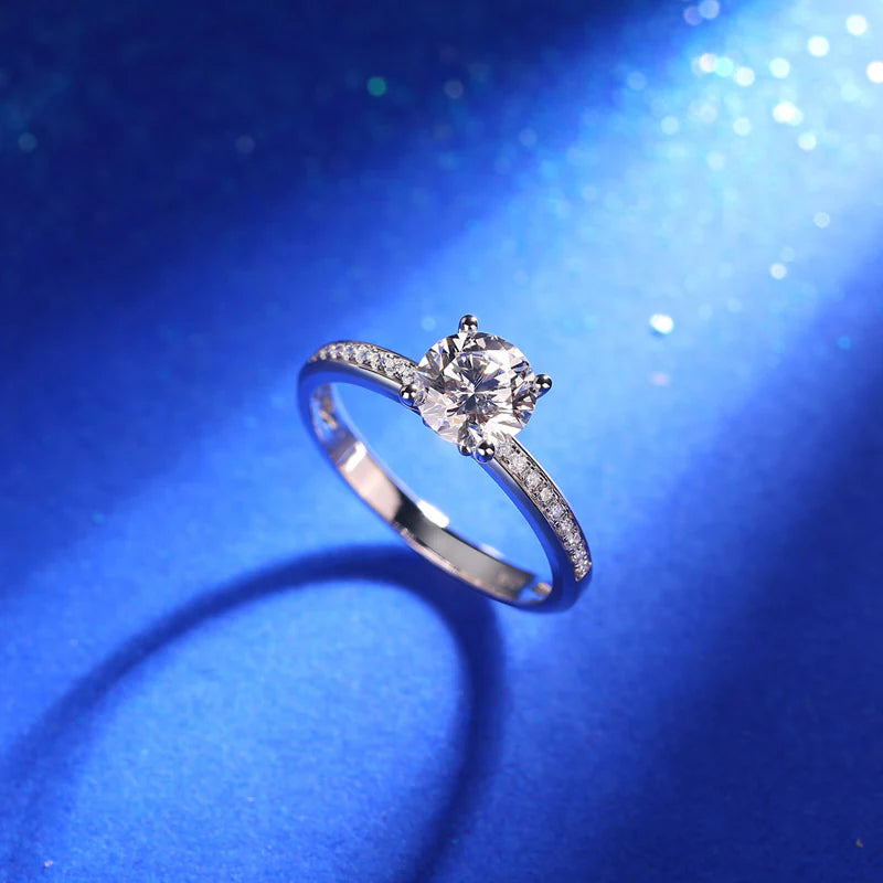 1 Carat Lab Grown Side Stone Diamond Gold Ring