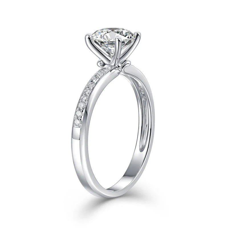 1 Carat Lab Grown Side Stone Diamond Gold Ring