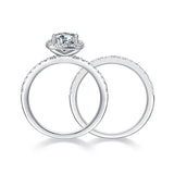 Moissantie Diamond  One Carat Cushion Cut Halo Ring/ Set