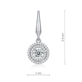 Swaying Stone Halo Dangle White Sapphire Earrings