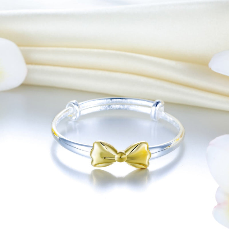 Girl's Ribbon Gold Sterling Silver Bracelet
