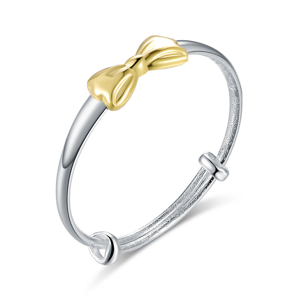 Girl's Ribbon Gold Sterling Silver Bracelet