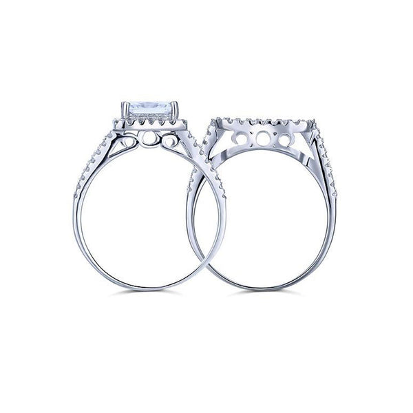Princess Cut 1.5 Carat White Sapphire Ring Set