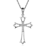 White Gold Cross Pendant Necklace with Diamonds