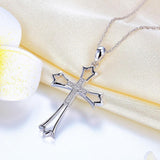 White Gold Cross Pendant Necklace with Diamonds