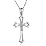 White Gold Cross Pendant Necklace with Diamonds