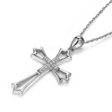 White Gold Cross Pendant Necklace with Diamonds