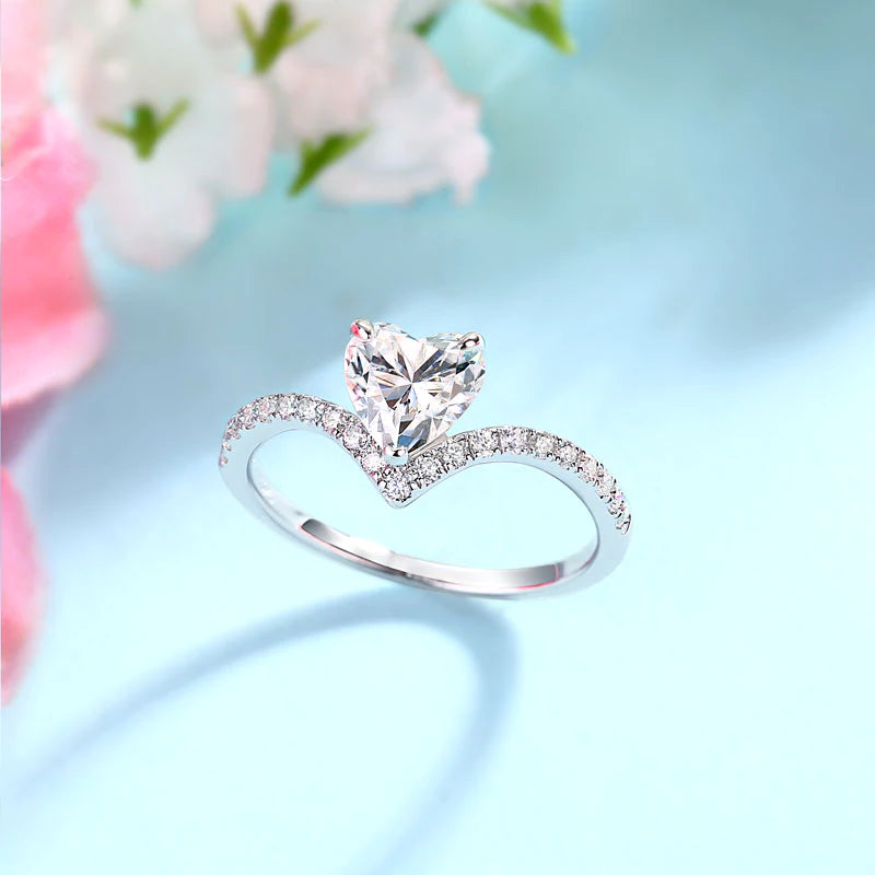 Engagement Ring, Diamond Heart Ring, Diamond Wedding Band, Heart Diamond  Ring, Propose Ring, Engagement Band, Heart Ring, Gift for her