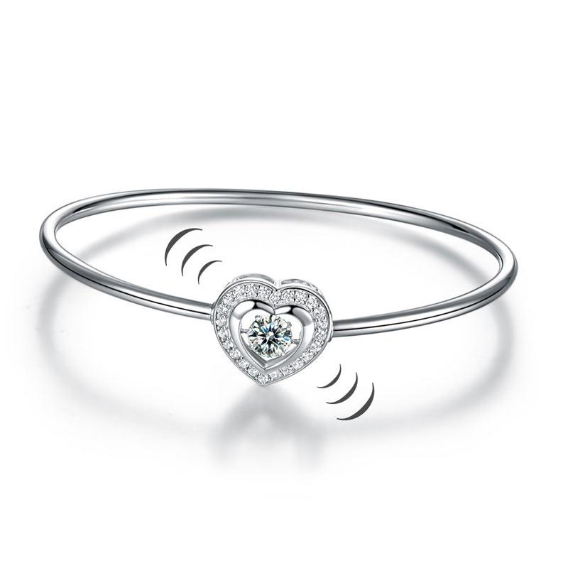 Sterling Silver, Heart, Bracelet, Bangle, Cute, 925, Daily Wear, Casual, Cocktail, Gift