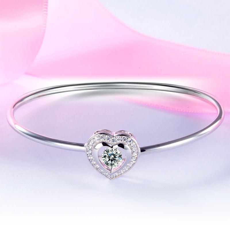 Sterling Silver, Heart, Bracelet, Bangle, Cute, 925, Daily Wear, Casual, Cocktail, Gift