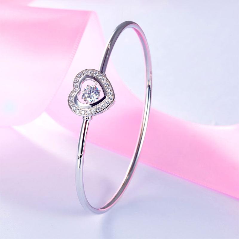 Sterling Silver, Heart, Bracelet, Bangle, Cute, 925, Daily Wear, Casual, Cocktail, Gift