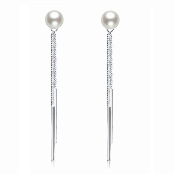 Pearl Long Line Fringe Dangle Earring