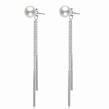 Pearl Long Line Fringe Dangle Earring