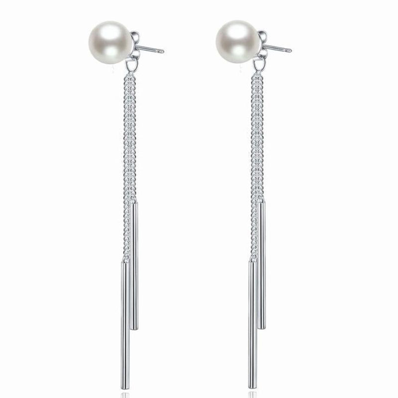 Pearl Long Line Fringe Dangle Earring
