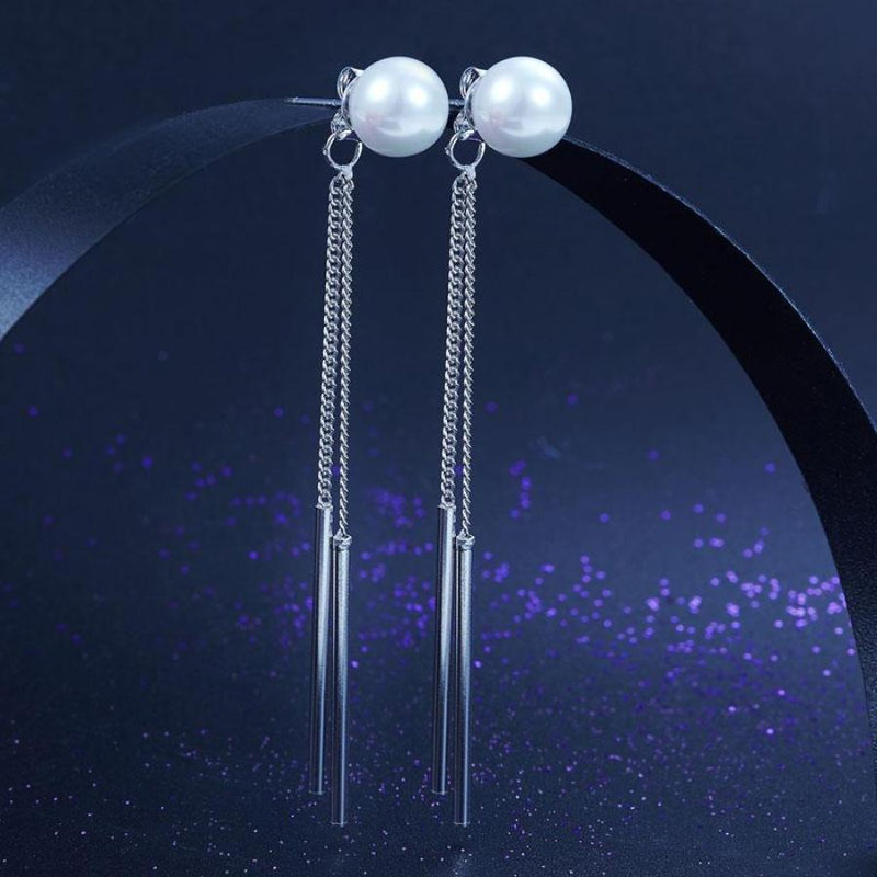 Pearl Long Line Fringe Dangle Earring