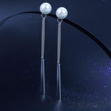 Pearl Long Line Fringe Dangle Earring