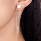Pearl Long Line Fringe Dangle Earring