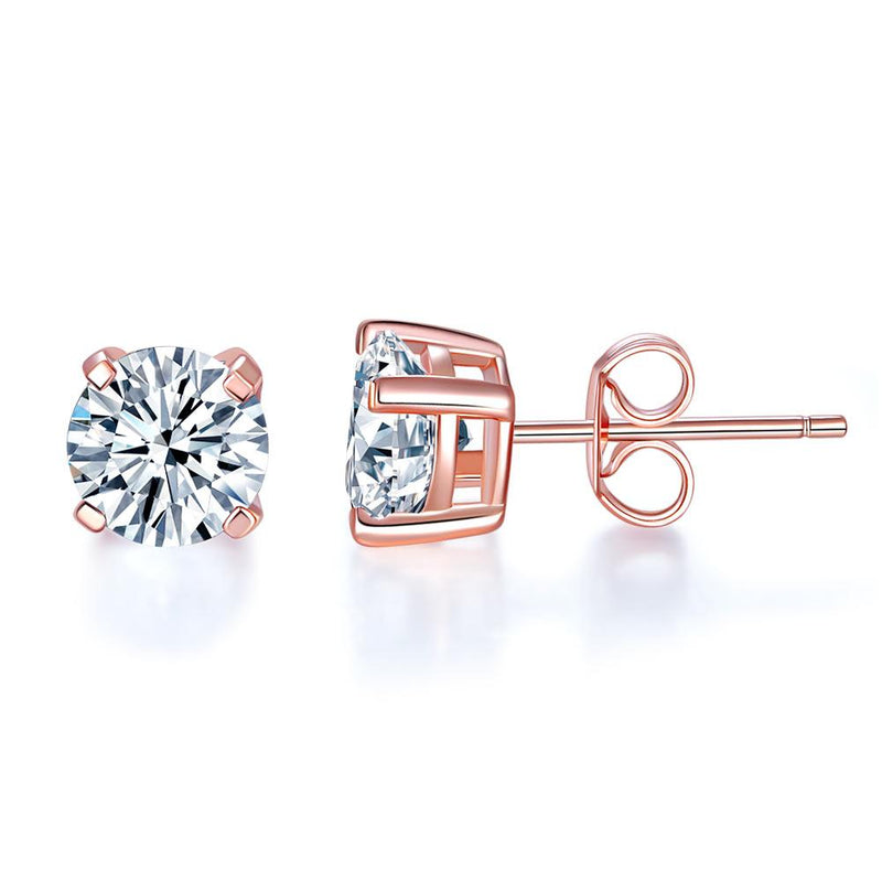 Rose Gold 1 Carat Round Cut Stud Earrings DBE Jewels LLC