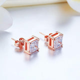 Rose Gold 1 Carat Princess Cut Stud Earring