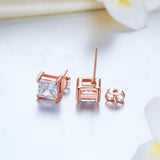 Rose Gold 1 Carat Princess Cut Stud Earring