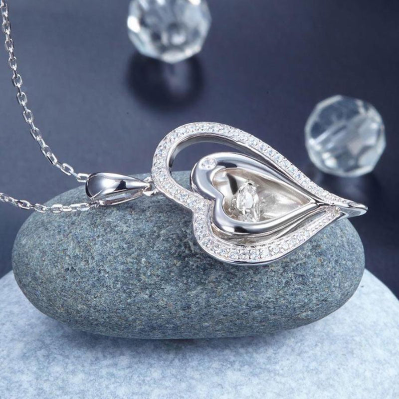 Bridal Necklace, Jewelry, White Sapphire, Sterling Silver , Swaying Stone