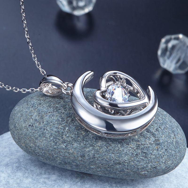Swaying Stone | Heart On The Moon Pendant Necklace