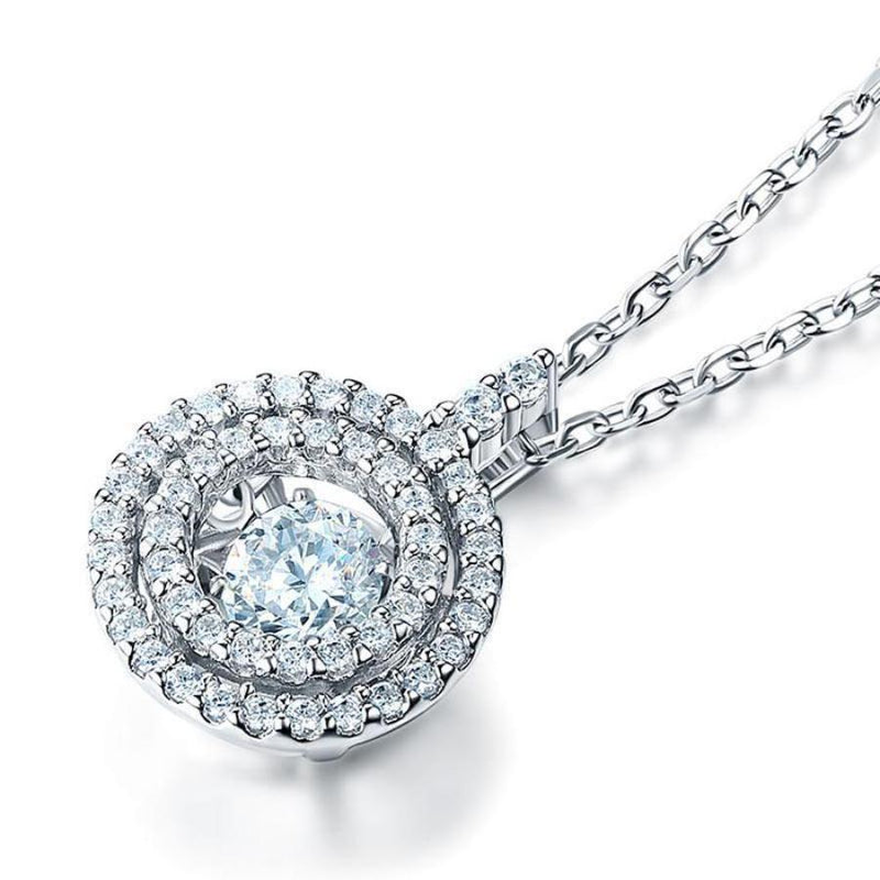 Bridal Necklace, Jewelry, White Sapphire, Sterling Silver, Swaying Stone