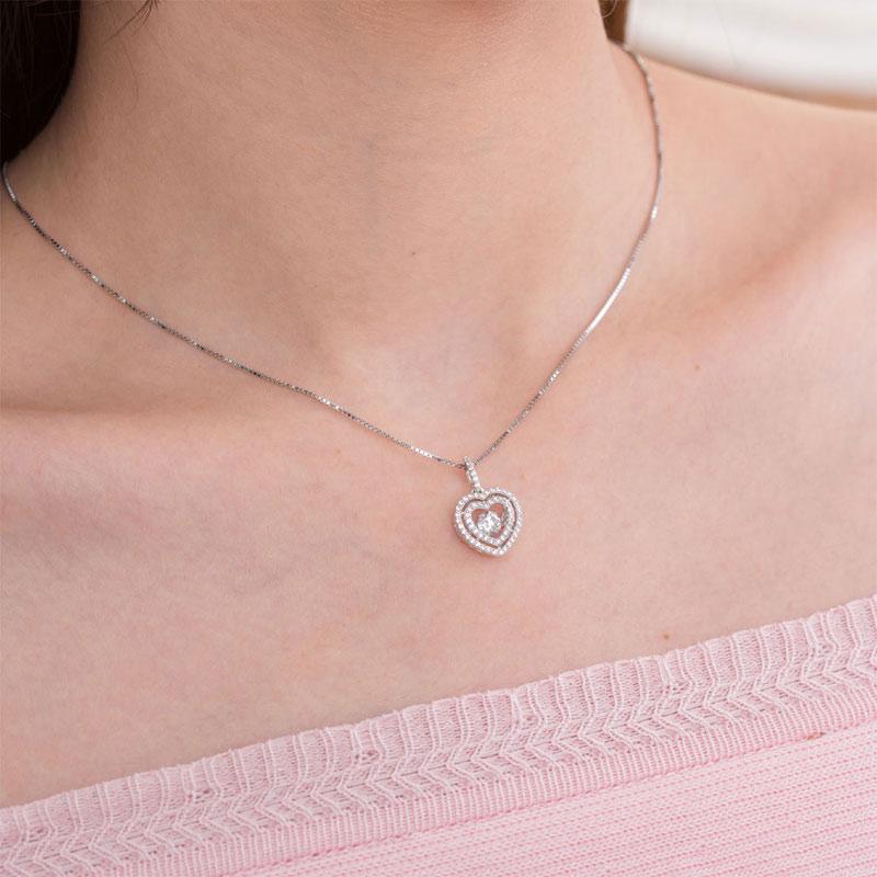 Swaying Stone | 4.5(mm) Double Bezeled Heart Necklace