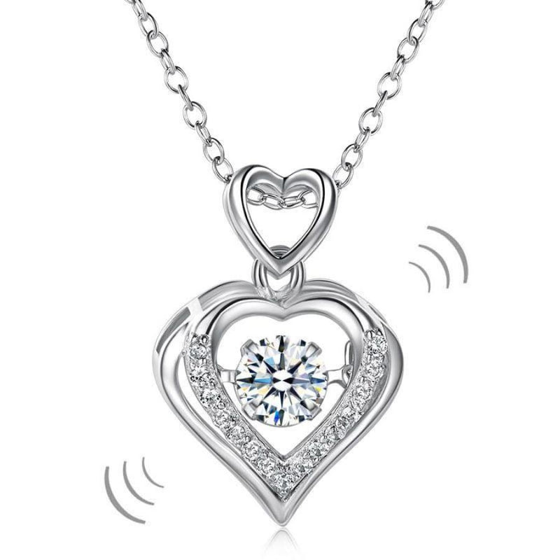 Bridal Necklace, Jewelry, White Sapphire, Sterling Silver , Swaying Stone