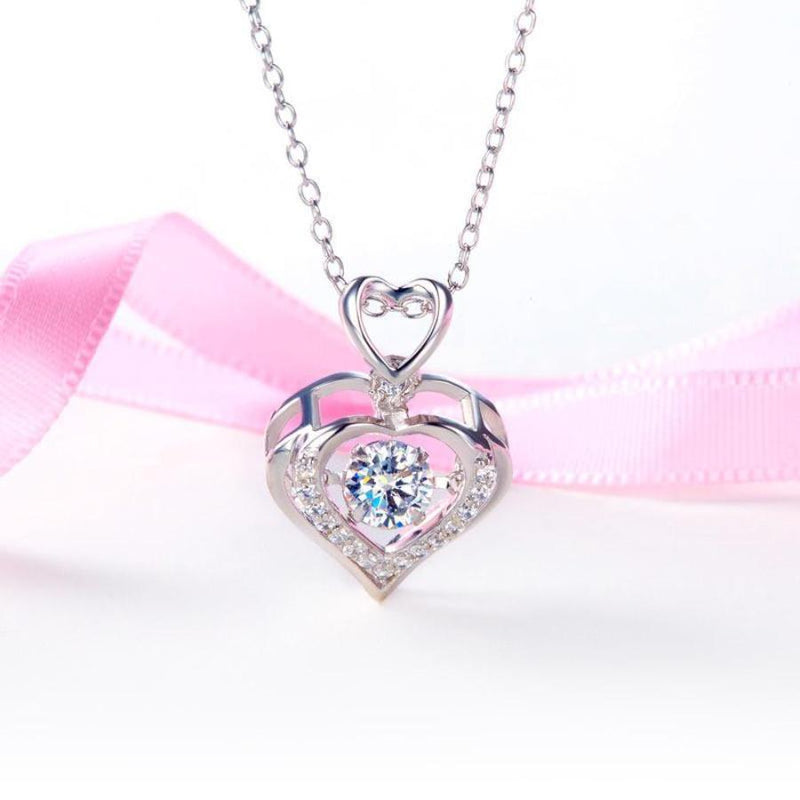 Bridal Necklace, Jewelry, White Sapphire, Sterling Silver , Swaying Stone