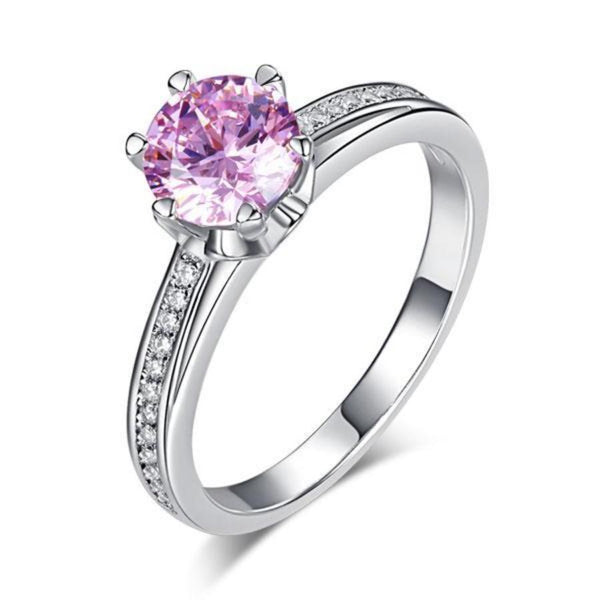 Round Brilliant Cut 1.25 Pink 6 Claw Sapphire Ring