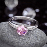 Round Brilliant Cut 1.25 Pink 6 Claw Sapphire Ring