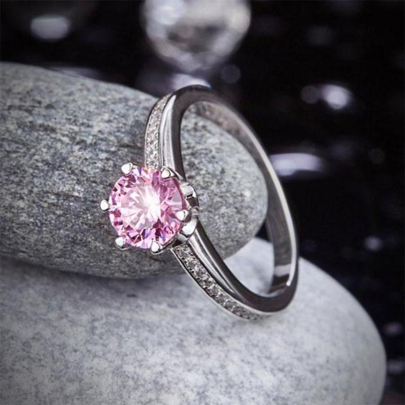 Round Brilliant Cut 1.25 Pink 6 Claw Sapphire Ring