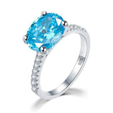 Blue Oval Cut 4 Carat Ring