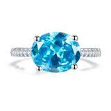 Blue Oval Cut 4 Carat Ring