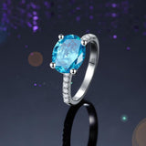 Blue Oval Cut 4 Carat Ring