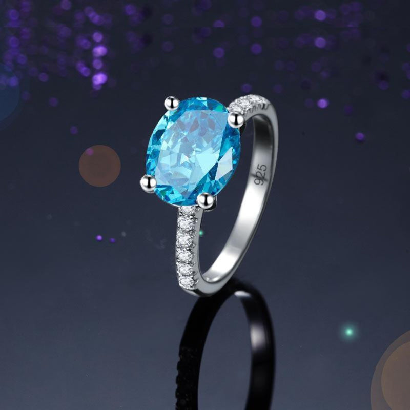 Blue Oval Cut 4 Carat Ring
