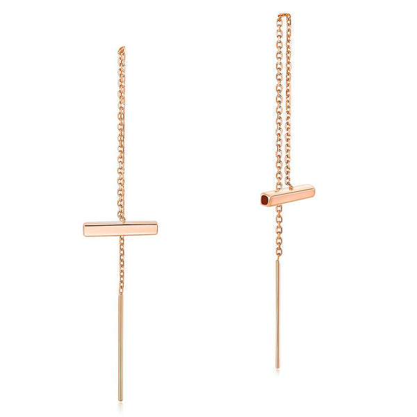 Rose Gold 18K/750 Long Line Bar Earrings