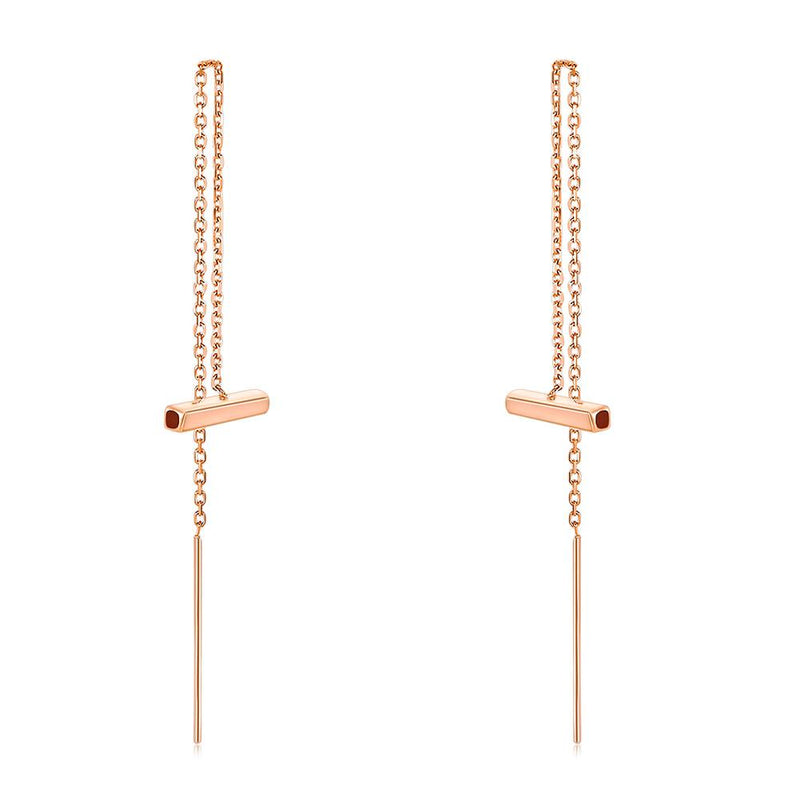Rose Gold 18K/750 Long Line Bar Earrings