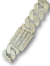 Iced Out Baguette 18mm 20 Inch White Gold Cuban